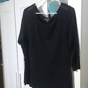 3/4 sleeve cotton modal black tee